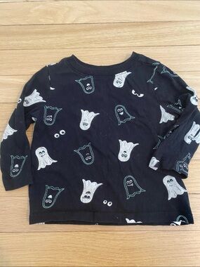Kids Black Ghost Print Long-Sleeve Top